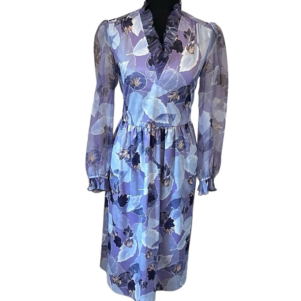 Vintage 1970s Bobby’s Girl Autumn Fall Leaf Print Dress Size 10 (runs sm…